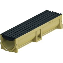 ACO Self Euroline 2.0 Entwässerungsrinnen Set mit Längsstabrost aus Kunststoff Rinnenkörper aus Polymerbeton inkl. Kunststofflängsstabrost mit Microgrip in Wellenform
