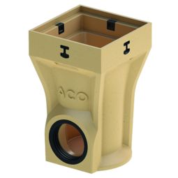 ACO Self Europoint Punktablauf für Punktentwässerung Robuster Ablaufkörper zur punktuellen Entwässerung versiegelter Flächen, Schraublose Arretierung für Rost und Designrahmen, 250x250 mm
