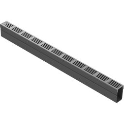 ACO Slimline Rinne mit Rost aus Edelstahl Rinnenkörper aus Kunststoff mit leicht abnehmbahrem Rost für Linienentwässerung, 1000 mm Länge