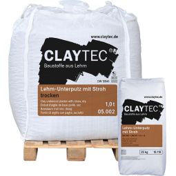ClayTec Lehm-Unterputz mit Stroh, TROCKEN in zwei Größen