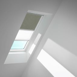 VELUX Verdunkelungsrollo Duo DFD Olivebeige gepunktet/Weiß 4575 Schutz gegen Hitze, für verschiedene VELUX-Dachfenster geeignet