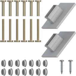 TraumGarten Sichtschutzzaun SYSTEM Zubehörbeutel Klemmpfosten silber Ersatzschrauben mit Schraubhülsen und Abdeckungen für 1 Pfosten