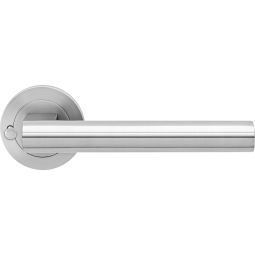 Karcher Türgriff-Garnitur Madeira ER45 Edelstahl matt und KD Comfort Einsteckschloss S9 Türgriff mit integrierter Privacy Pin Verriegelung, inklusive KD Comfort Schloss in DIN Richtung