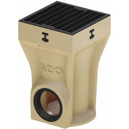 ACO Self Europoint Punktablauf Tief mit Kunststoffmaschenrost eckig mit Anschluss DN/OD110 waagrecht