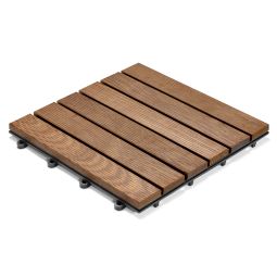florco Klickfliese plus Holz ThermoEsche geriffelt 6 Latten 30x30cm, kombinierbares Klicksystem mit Echtholzoberfläche
