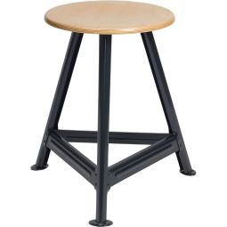 Wellker Bandstahlhocker 3-beinig Holzrundsitz aus Buche, verschiedene Ausführungen