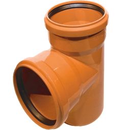 Wellker KG Abzweig Rohr DN 250/110 Abwasserrohr Neigungswinkel von 87°, für KG-System PVC - Coex SN 4