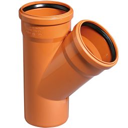 Wellker KG Abzweig DN 125/110 Abwasserrohr für KG-System PVC - Coex SN 4, Neigungswinkel von 45°