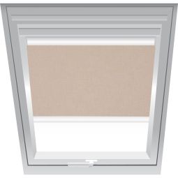 Roto Sichtschutzrollo Braunbeige 1-R04 Manuell verstellbarer Sichtschutz für Roto‑Dachfenster in warmem Braunbeige lichtdurchlässig, für verschiedene Fenstergrößen konfigurierbar