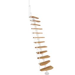 Minka Mittelholmtreppe Monaco weiß Raumspartreppe Stufen aus Buche, inkl. Stahlgeländer, bis Geschosshöhe 294 cm