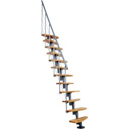 Minka Mittelholmtreppe Nizza grau Raumspartreppe Geschwungene Stufen, bis Geschosshöhe 293 cm