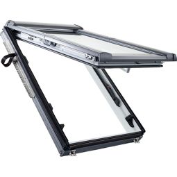 Roto Dachfenster Designo R89P K200 Premium Verglasung Kunststoff Fenster 3-fach Sicherheits- und Wärmdedämm-Isolierverglasung, Anti-Tau Beschichtung, Edelgasbefüllung, Schallschutzklasse 3, Klapp-Schwingfenster 