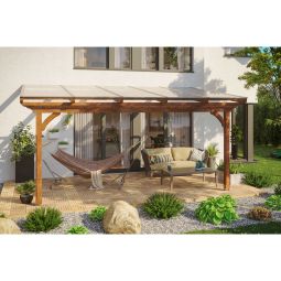 Skan Holz Terrassenüberdachung Ravenna Terrassendach verschiedene Größen und Farben, Douglasie, Wandanbau