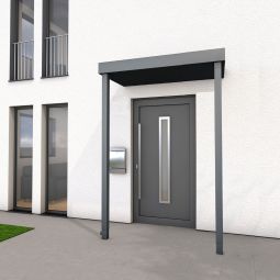 gutta Rechteckvordach BS Plus mit 2 Pfosten anthrazit Vordach mit geraden Linien und Formen, integrierte Entwässerung über Fallrohr im Pfosten
