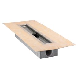 Schlüter-KERDI-LINE H Duschrinne V4A Edelstahl waagerechter DN 40 oder DN 50 Stutzen, aus widerstandsfähigem V4A Edelstahl