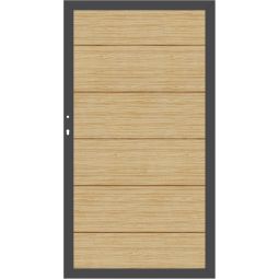 TraumGarten Sichtschutzzaun SYSTEM ALU XL Tor Lärche/Anthrazit Aluminiumrahmen 66x40 mm, XL-Aluprofile, 98x180 cm, stabil, wartungsarm, DIN rechts/links, inkl. Beschlagsatz & Schloss