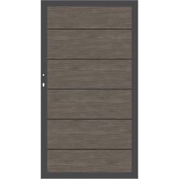 TraumGarten Sichtschutzzaun SYSTEM ALU XL Tor Vintage-Oak/Anthrazit Aluminiumrahmen 66x40 mm, XL-Aluprofile, 98x180 cm, stabil, wartungsarm, DIN rechts/links, inkl. Beschlagsatz & Schloss