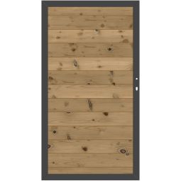 TraumGarten Sichtschutzzaun SYSTEM THERMO-HOLZ MASSIV Tor Maße (HxBxT): 180x98x4 cm, Aluminiumrahmen 66x40 mm, Anthrazit pulverbeschichtet, DIN rechts/links, inklusive Beschlagsatz