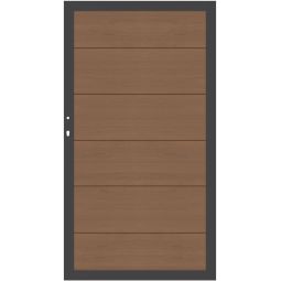 TraumGarten Tor Sichtschutzzaun SYSTEM WPC XL Mandel/Anthrazit Aluminiumrahmen 66x40 mm, XL-WPC-Profile, 98x180 cm, DIN rechts/links montierbar, wartungsarm, inkl. Beschlagsatz