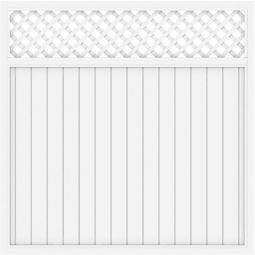 TraumGarten Sichtschutzzaun LONGLIFE RIVA mit Gitter Weiß Sichtschutz Lamellenzaun hochwertiger Fenster-Kunststoff, wetterbeständig, verschiedene Größen