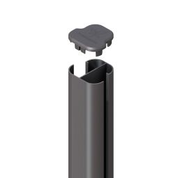 TraumGarten Sichtschutzzaun SYSTEM Eck-Steckpfosten Basic Erdverbau Anthrazit Alu-Eckpfosten zum Einbetonieren, Winkel von 90° bis 180° einstellbar, 150/240/298 cm, extrem stabil & pflegeleicht, inklusive Pfostenkappe und Endprofil