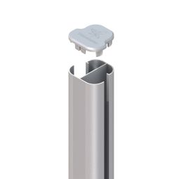 TraumGarten Sichtschutzzaun SYSTEM Eck-Steckpfosten Basic Erdverbau Silber Alu-Eckpfosten zum Einbetonieren, Winkel von 90° bis 180° einstellbar, 150/240/298 cm, extrem stabil & pflegeleicht, inklusive Pfostenkappe und Endprofil