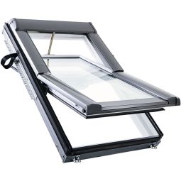 Roto Dachfenster Designo RotoTronic R68G K2SF Kunststoff Solar-Funk 2-fach Sicherheits- und Wärmedämm-Isolierverglasung, Schallschutzklasse 3, Hitzeschutzbeschichtung, Schwingfenster