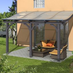 Skan Holz Terrassenüberdachung Venezia Terrassendach verschiedene Größen und Farben, Leimholz (Fichte), Wandanbau