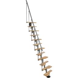 Minka Mittelholmtreppe Vienna Buche grau Raumspartreppe Stufen aus massivem Buchenholz, bis Geschosshöhe 293 cm