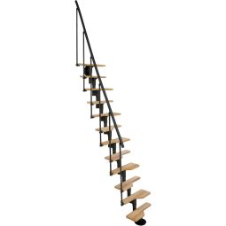 Minka Mittelholmtreppe Vienna Buche schwarz Raumspartreppe Stufen aus massivem Buchenholz, bis Geschosshöhe 293 cm