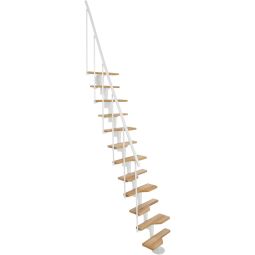 Minka Mittelholmtreppe Vienna Buche weiß Raumspartreppe Stufen aus massivem Buchenholz, bis Geschosshöhe 293 cm