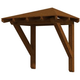 Skan Holz Vordach Wesel Dach Nussbaum Walmdach aus nordischer Fichte, überdachte Fläche 188x126 cm, solide Zapfenlochverbindungen Konstruktionsvollholz