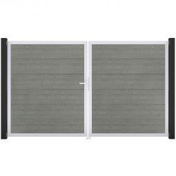 GroJa Doppeltor BasicLine PVC-Steckzaun Grey 4