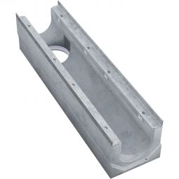 BIRCOsir 150 Entwässerungsrinne Nr. 0/0 ohne Gefälle mit Ablauf DN 160 Schwerlast-Entwässerungsrinne aus Beton mit feuerverzinkter 4 mm Combi-Verschluss-Stahlzarge und Sicherheitsfalz