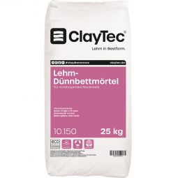 ClayTec Lehm-Dünnbettmörtel Eignet sich als trockene Fertigmischung zum Verkleben von Mauersteinen und Planblöcken für nicht tragendes Innenmauerwerk