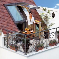 VELUX Dachterrasse Holz/Kiefer weiß lackiert ENERGIE PLUS 3-fach Niedrig-Energie-Verglasung