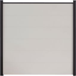 GroJa BasicLine PVC-Steckzaun Sichtschutzzaun Weiss Sichtschutz Steckzaun Lamellenzaun PVC-folierte Profile, Bausatz inklusive Distanzstücke & Abschlussprofil, 180x180x1,9 cm