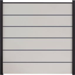 GroJa BasicLine Premium Steckzaun Sichtschutzzaun Weiss Sichtschutz Steckzaun Lamellenzaun Bausatz aus 6 Füllungen, 5 Lisenen, Distanzstücken und Abschlussprofil, 180x180x1,9 cm