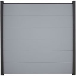 GroJa BasicLine PVC-Steckzaun Sichtschutzzaun Silbergrau PVC-folierte Profile, Bausatz inklusive Distanzstücke & Abschlussprofil, 180x180x1,9 cm