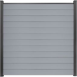 GroJa BasicLine schmal PVC-Steckzaun Sichtschutzzaun Silbergrau Sichtschutz Steckzaun Lamellenzaun Bausatz aus 12 schmalen Füllungen, Stahlverstärkungen, Abschlussprofil und 2 Distanzstücken, 180x180x1,9 cm