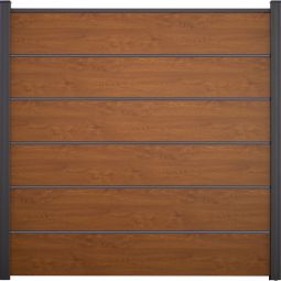 GroJa BasicLine Premium Steckzaun Sichtschutzzaun Golden Oak Sichtschutz Steckzaun Lamellenzaun Bausatz aus 6 Füllungen, 5 Lisenen, Distanzstücken und Abschlussprofil, 180x180x1,9 cm