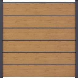 GroJa BasicLine Premium Steckzaun Sichtschutzzaun Asteiche Natur Sichtschutz Steckzaun Lamellenzaun Bausatz aus 6 Füllungen, 5 Lisenen, Distanzstücken und Abschlussprofil, 180x180x1,9 cm