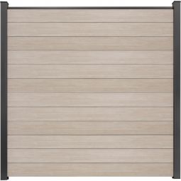 GroJa BasicLine schmal PVC-Steckzaun Sichtschutzzaun Sheffield Oak Sichtschutz Steckzaun Lamellenzaun Bausatz aus 12 schmalen Füllungen, Stahlverstärkungen, Abschlussprofil und 2 Distanzstücken, 180x180x1,9 cm