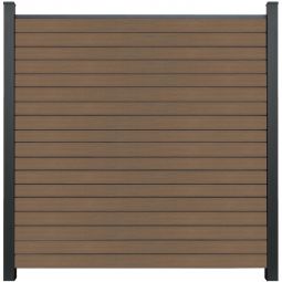 GroJa Solid Rhombus BPC-Steckzaun Sichtschutzzaun Teak co-extrudiert Sichtschutz Rhombuszaun Bausatz aus 6 Füllungen, Distanzstück-Set und Abschlussprofil, 180x180x1,9 cm