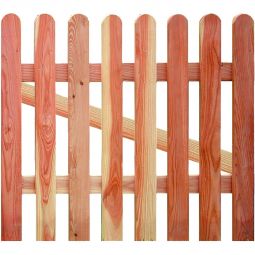 T&J Vorgartentür ANHOLT Vorgartentür ANHOLT 100x80 cm aus Lärche, mit glatt gehobelten Latten, gerundetem Kopf, Edelstahlklammerung und passenden Pfosten