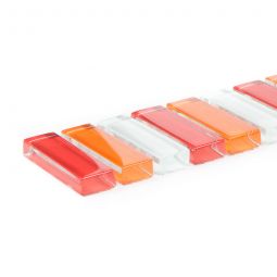 Bordüren Glas Rot Orange Weiß Stäbchen glänzend 30,6x5 cm Mosaikfliesen auch als Muster erhältlich