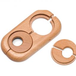 HARO Doppelheizkörperrosette Innendurchmesser 19 mm Buche Massivholz, 122x58x11 mm, werkzeuglose Montage