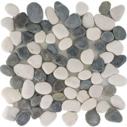 Wellker Natursteinmosaik Flusskiesel Kiesel Black&White matt 30x30 cm Mosaikfliesen vielseitig einsetzbar