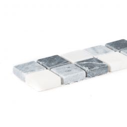 Bordüren Naturstein Marmormix Grau Weiß 25x5 cm Mosaikfliesen auch als Muster erhältlich