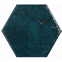 Wellker Wandfliese Alma Blau Hexagon glasiert glänzend Rundkante 13x15 cm Stärke 7 mm auch als Muster erhältlich